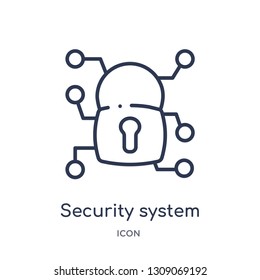 security system icon from smart home outline collection. Thin line security system icon isolated on white background.