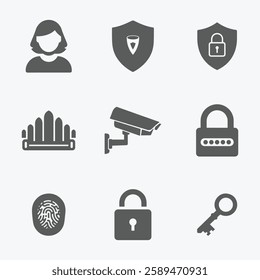 Security System Icons Set. Editable vector icon. Perfect for web and app interfaces, presentations, info graphics, etc. 
