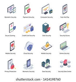 
Security System Isometric Icons Pack 
