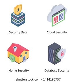 
Security System Isometric Icons Set
