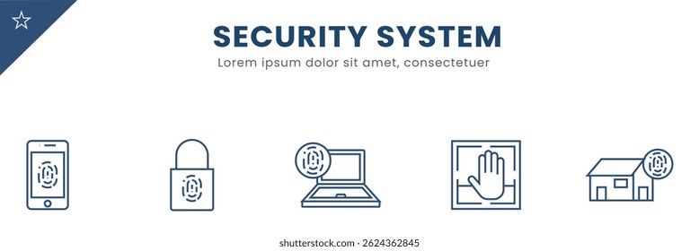 Security system line Icon Set . Firewall, authentication, control, safe, key, antivirus . Vector Illustration.	