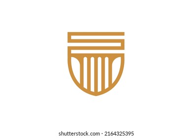 Security System Monoline Logo Vector