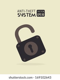 security system over  beige background vector illustration