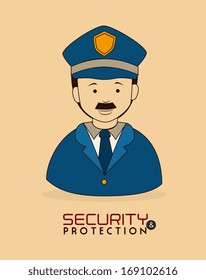 security system over orange background vector illustration