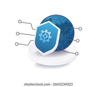 Concepto de ilustración de símbolo de escudo del sistema de seguridad