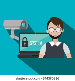 Security system and surveillance graphic design with icons, vector illustration