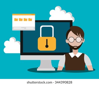 Security system and surveillance graphic design with icons, vector illustration
