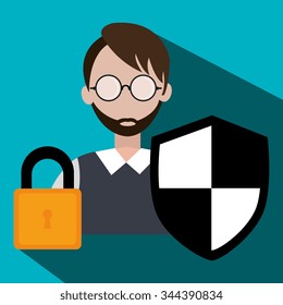 Security system and surveillance graphic design with icons, vector illustration