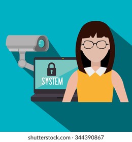 Security system and surveillance graphic design with icons, vector illustration