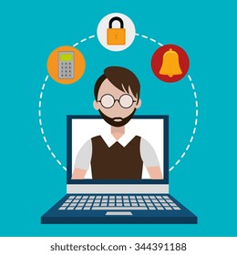 Security system and surveillance graphic design with icons, vector illustration