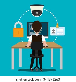 Security system and surveillance graphic design with icons, vector illustration