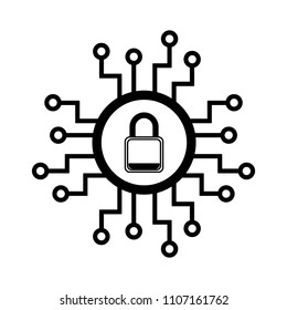 Security system symbol in black and white
