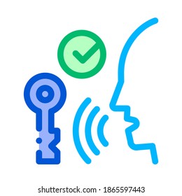 Security System Voice Control Icon Vector Thin Line. Contour Illustration