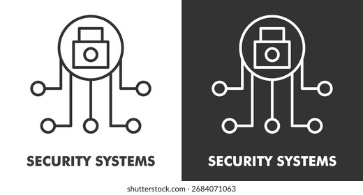 Security Systems Icon Filled Outline Vector Illustration in Black and White