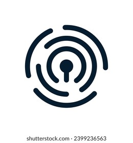 Security technology concept, identification lock. Vector linear icon isolated on white background.