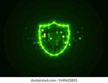Security technology concept with shield symbol