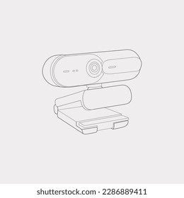 Security and technology concept - webcam Vector illustration isolated on white background line art