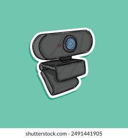 Security and technology concept - webcam Vector illustration isolated on green background. Sticker style