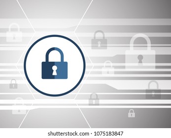 Security technology illustration with lock for protection.