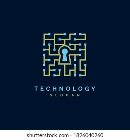 Security technology logo design inspiration vector template