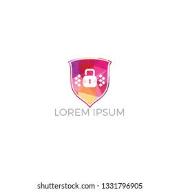 Security technology padlock shield internet vector illustration.