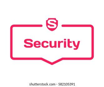 Security template dialog bubble in flat style on white background. Basis with shield icon for various word of plot. Stamp for quotes to cards, banners, labels, notes, blog article. Vector