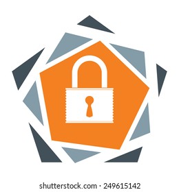 Security template with padlock icon on abstract background