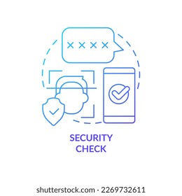 Security test blue gradient concept icon. Digital wallet. Data protection. E banking app safety abstract idea thin line illustration. Isolated outline drawing. Myriad Pro-Bold font used