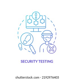 Security Testing Blue Gradient Concept Icon. Physical Security Plan Component Abstract Idea Thin Line Illustration. System Protection. Isolated Outline Drawing. Myriad Pro-Bold Font Used