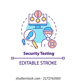 Security Testing Concept Icon. Physical Security Plan Component Abstract Idea Thin Line Illustration. System Protection. Isolated Outline Drawing. Editable Stroke. Arial, Myriad Pro-Bold Fonts Used