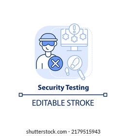 Security Testing Light Blue Concept Icon. Physical Security Plan Abstract Idea Thin Line Illustration. System Protection. Isolated Outline Drawing. Editable Stroke. Arial, Myriad Pro-Bold Fonts Used