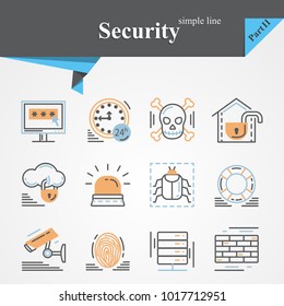 Security thin line icon set isolated on a white background.Modern of thin line and flat icons collection .Linear trendy symbols set.Premium quality.Part II