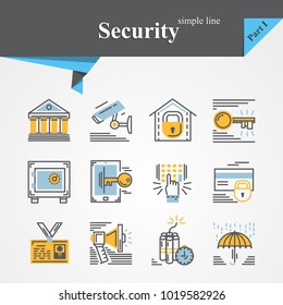 Security thin line icon set isolated on a white background.Modern of thin line and flat icons collection .Linear trendy symbols set.Premium quality.Part I