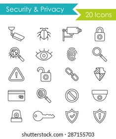 Security thin line icons