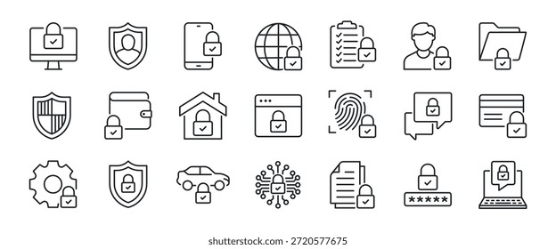 Security thin line icons. Icon for design infographic, website, banner, brochure, presentation, logo, app, ui, ux etc. Vector illustration