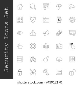Security thin line icons set
