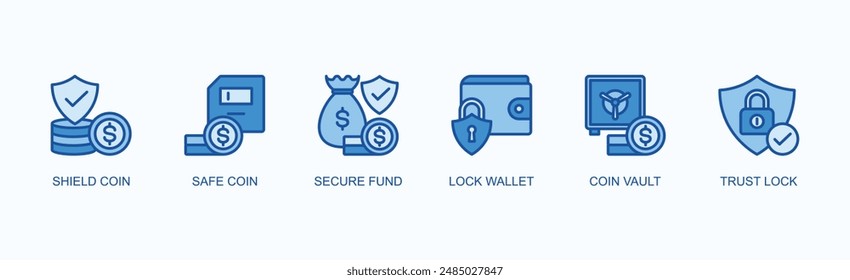 Security Token Banner Web Icon Vector Illustration Concept With Shield Coin, Safe Coin, Secure Fund, Lock Wallet, Coin Vault, Trust Lock