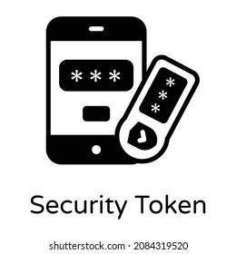 Security token in glyph style icon 