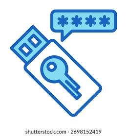 Security Token Icon Blue Color Style Vector Illustration