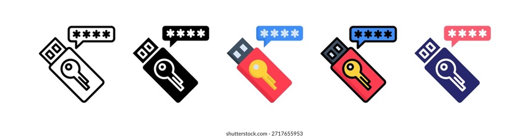 Security Token Multiple Style Icon Set Collection..