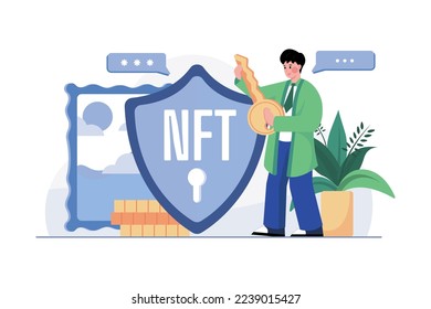 Security Token NFT Illustration concept on white background