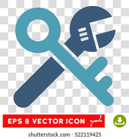 Security Tools EPS vector pictogram. Illustration style is flat iconic bicolor cyan and blue symbol on white background.
