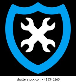 Security Tools vector icon. Style is bicolor flat icon symbol, blue and white colors, black background.