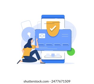 Security transaction. Set of Mobile banking app design concepts,Credit card and secure icon