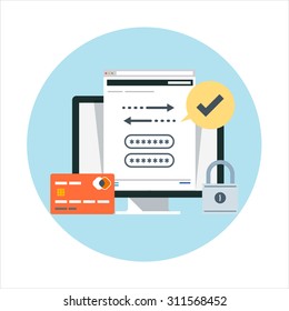 Security and transactions flat style, colorful, vector icon for info graphics, websites, mobile and print media.