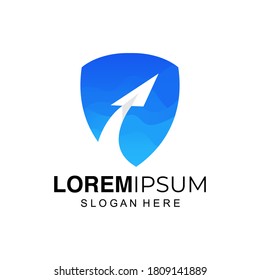 Diseño del logotipo del avión de seguridad Vector Premium