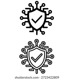 Conjunto de ícones de logotipo de segurança e confiança. Protetores sólidos e contorno.