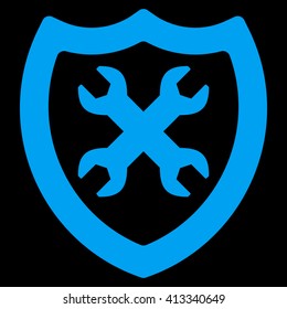 Security Tuning vector icon. Style is flat icon symbol, blue color, black background.