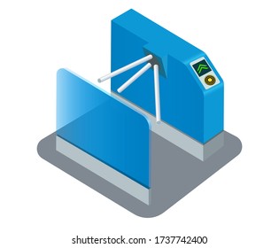 Security turnstile access isometric icon. Vector illustration.
