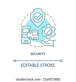 Security Turquoise Concept Icon. Bankruptcy Protection. Merger Objective Abstract Idea Thin Line Illustration. Isolated Outline Drawing. Editable Stroke. Arial, Myriad Pro-Bold Fonts Used